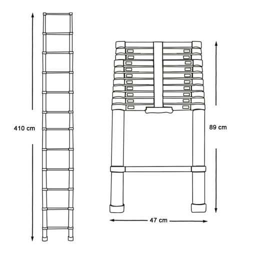 Hliníkový teleskopický žebřík - 4,1 metrový 