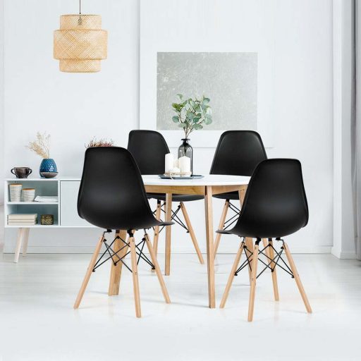 4 kusová sada moderních jídelních židlí ve 4 barvách - černá