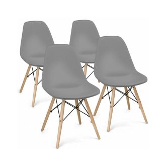   4 kusová sada moderních jídelních židlí ve 4 barvách - šedá