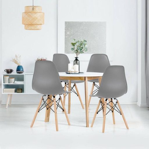 4 kusová sada moderních jídelních židlí ve 4 barvách - šedá