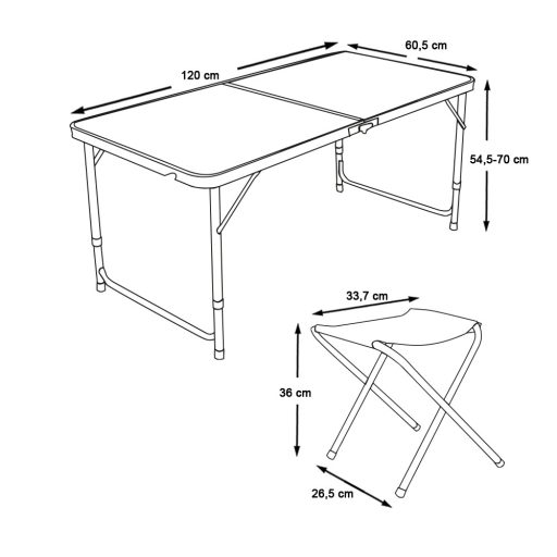 Kempingový stůl se 4 židlemi