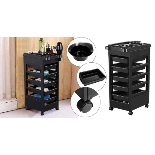 Kadeřnický vozík s 5 zásuvkami