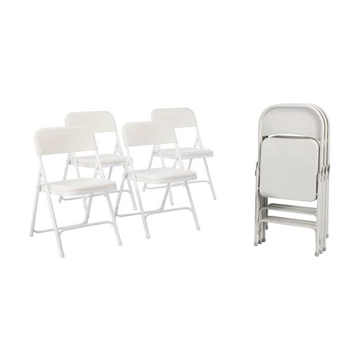  Skládací čalouněné židle, 4 ks, bílé