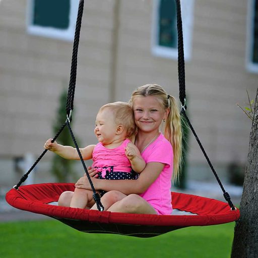 Závěsná houpačka ve tvaru kruhu, 110 cm - červená, bez stanu