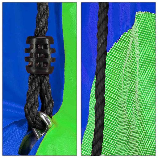 Závěsná houpačka ve tvaru kruhu, 110 cm - modrá, se stanem