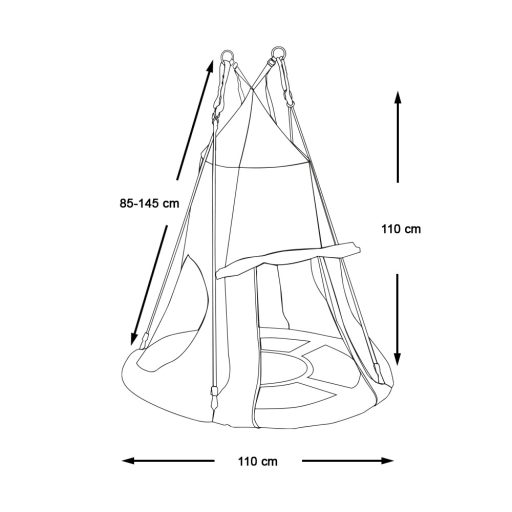 Závěsná houpačka ve tvaru kruhu, 110 cm - modrá, se stanem