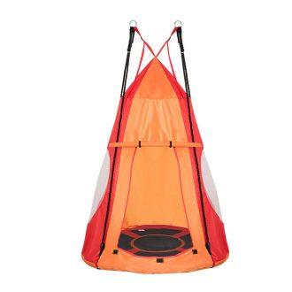   Závěsná houpačka ve tvaru kruhu, 110 cm - červená, se stanem