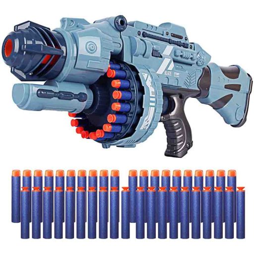 Dětská pistole se zvukem, ve 2 barvách, se sadou projektilů navíc - šedá