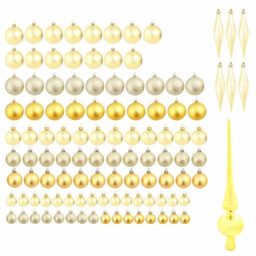112 ks-ová sada vánočních ozdob ve více barvách - zlatá