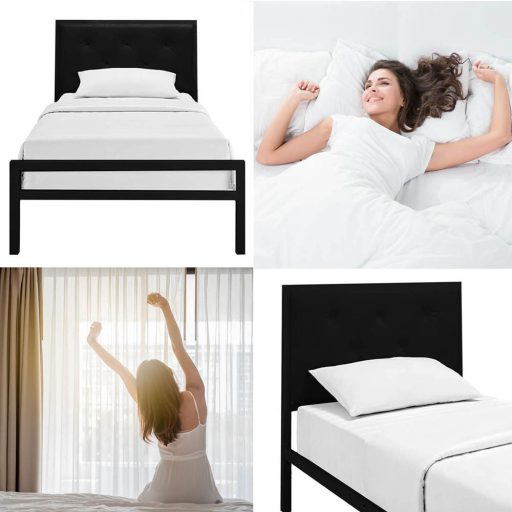 Hanna kovový postelový rám s roštem jako dárek, ve více rozměrech a barvách - černý 90x200 cm