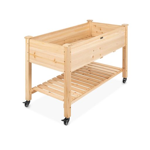 Vyvýšený dřevěný záhon na kolečkách
