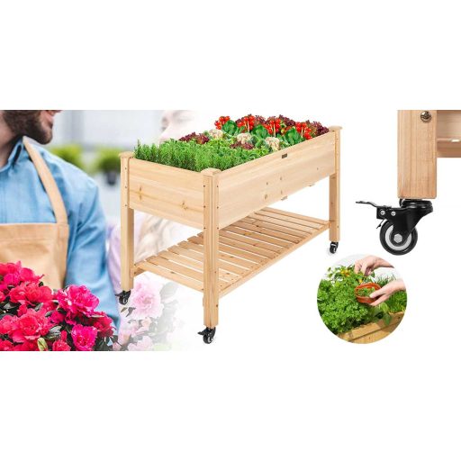 Vyvýšený dřevěný záhon na kolečkách