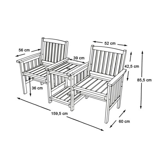 Dřevěná zahradní sestava pro 2 osoby