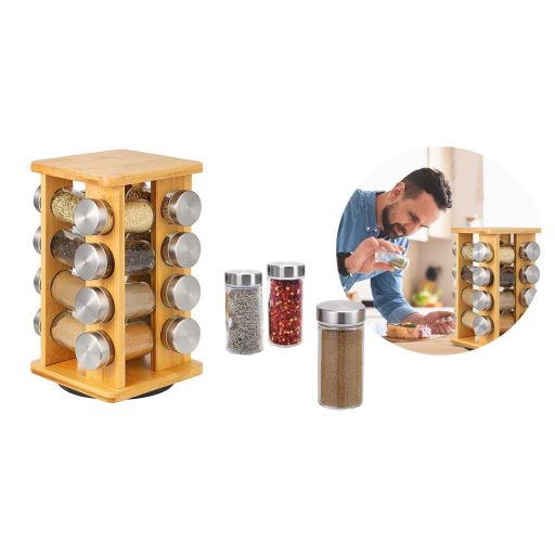 Bambusový stojan na koření, 16 kusový