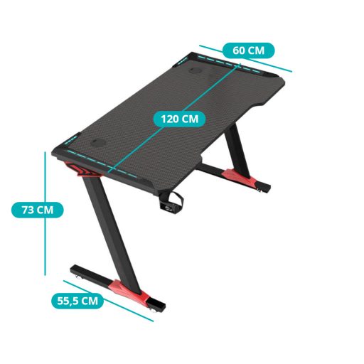 Profesionální herní stůl s uhlíkovým povlakem a LED osvětlením