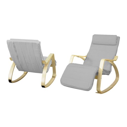 Houpací křeslo, s nastavitelnou opěrkou nohou - šedé