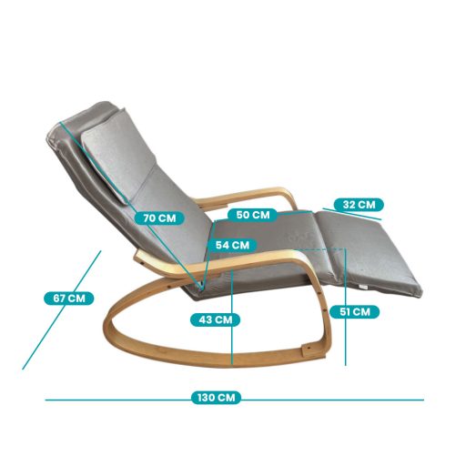 Houpací křeslo, s nastavitelnou opěrkou nohou - šedé