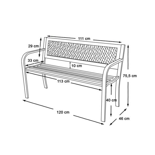 Zahradní lavice ve více typech, s mřížkou