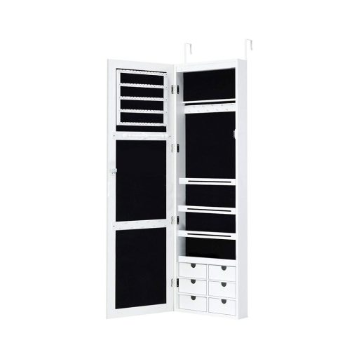 Nástěnný držák na šperky se zrcadlem a osvětlením