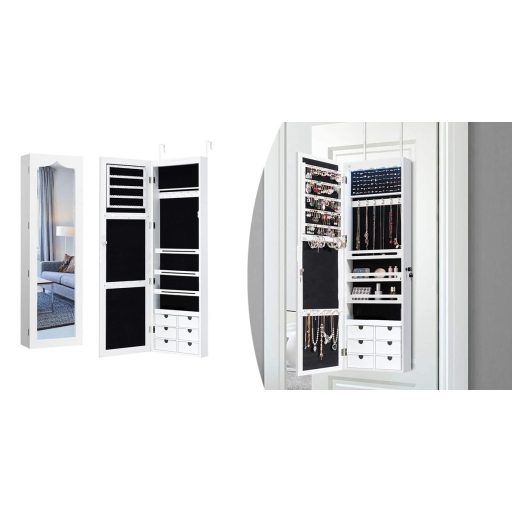 Nástěnný držák na šperky se zrcadlem a osvětlením