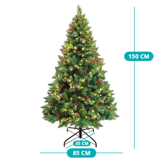 Umělý vánoční stromek s 180 LED diodami, teplý bílý, 150 cm