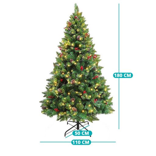 Umělý vánoční stromek s 260 LED diodami, teplý bílý, 180 cm