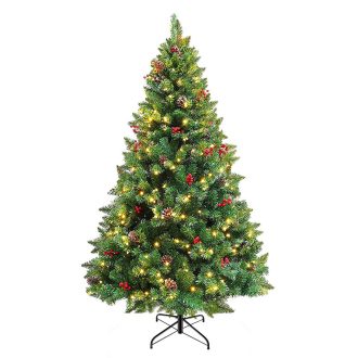   Umělý vánoční stromek s 320 LED diodami, teplý bílý, 210 cm