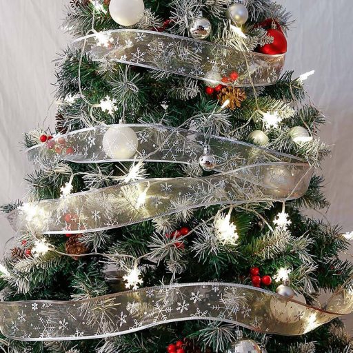 Vánoční páska s 250 LED diodami, stříbrný, 25 m 