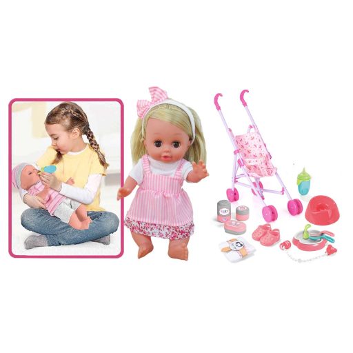 Mluvící panenka s kočárkem a doplňky