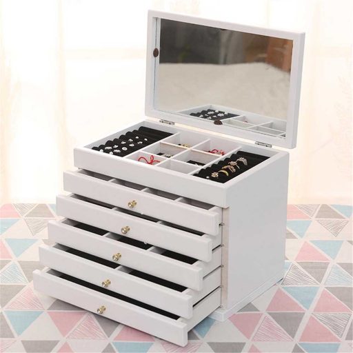 Šperkovnice s 6 přihrádkami bílá