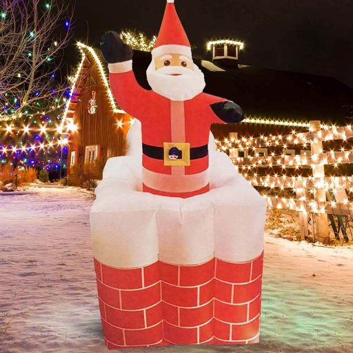 Vánoční nafukovací figurky - Mikuláš v komíně