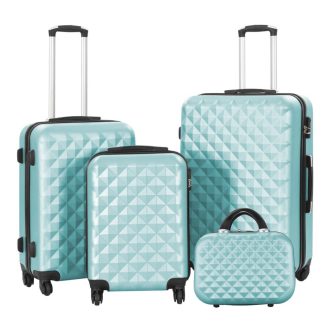   Sada cestovního kufru s kosmetickou taštičkou ve více barvách-mátově zelená