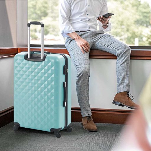 Sada cestovního kufru s kosmetickou taštičkou ve více barvách-mátově zelená