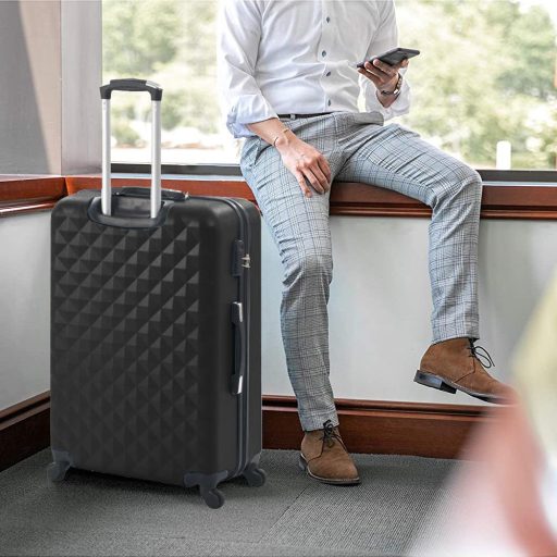 Sada cestovního kufru s kosmetickou taštičkou ve více barvách-černá