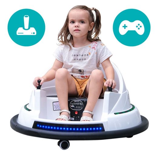 Elektrický dětský dodgem, 6V, s baterií, dálkovým ovládáním, bílý