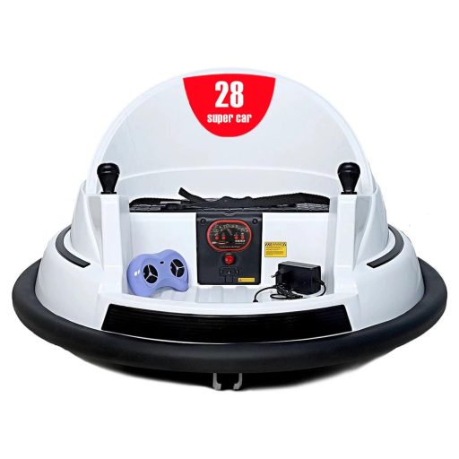 Elektrický dětský dodgem, 6V, s baterií, dálkovým ovládáním, bílý