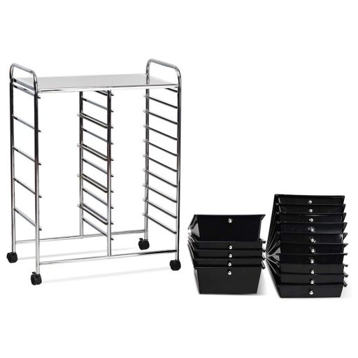  Pojízdný úložný vozík s 15 zásuvkami ve více barvách-černý