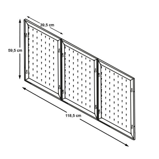 Kovový nástěnný organizér na nářadí s háčky a úložným prostorem