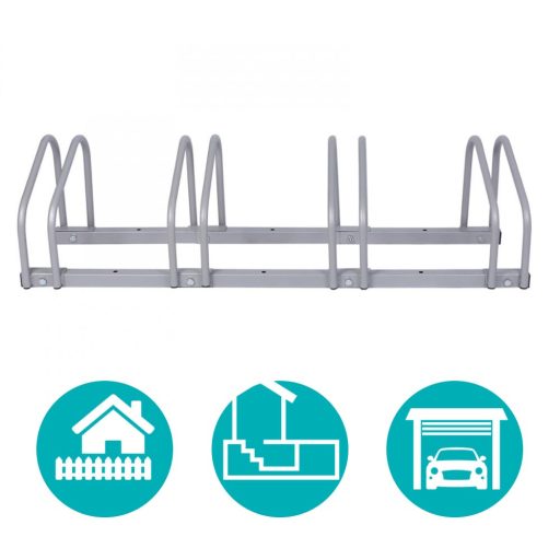 Venkovní úschovna kol pro 4 jízdní kola, stříbrná