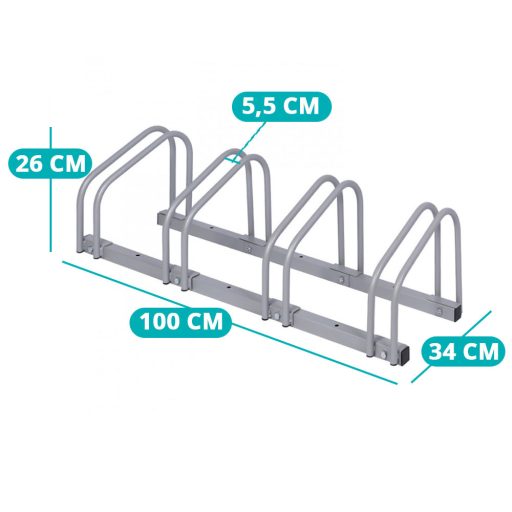 Venkovní úschovna kol pro 4 jízdní kola, stříbrná