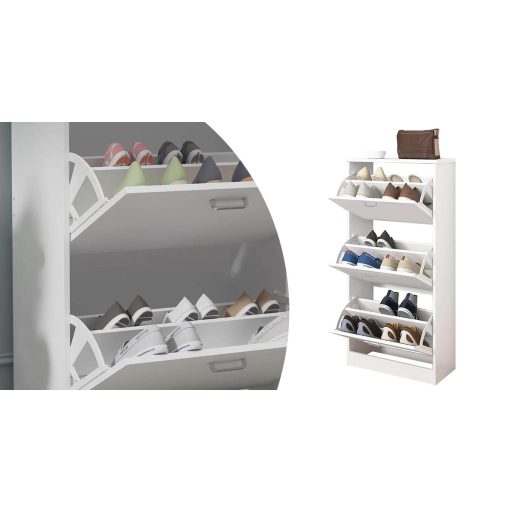 3 dílný botník v bílé barvě