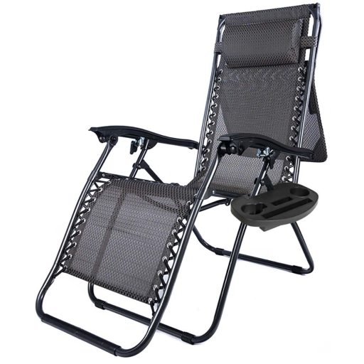 Nulová gravitační zahradní židle se stříškou a držákem na sklenici, 2 ks ve více barvách-černá