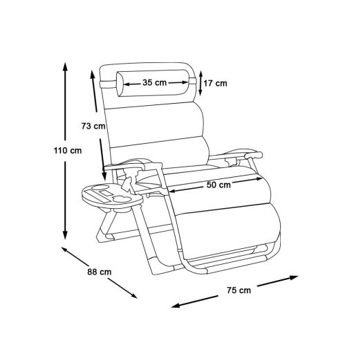 Polstrovaná nulová gravitační židle ve více barvách-šedivá
