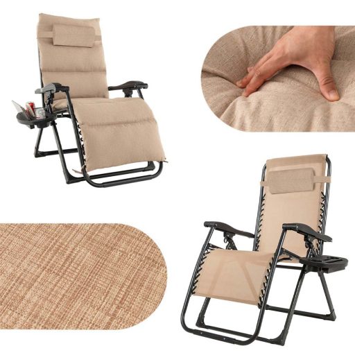 Polstrovaná nulová gravitační židle ve více barvách-béžová