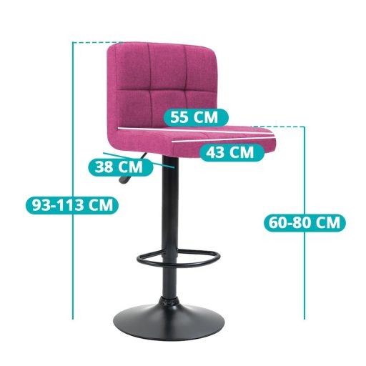 2 látkové barové židle ve více barvách-pink