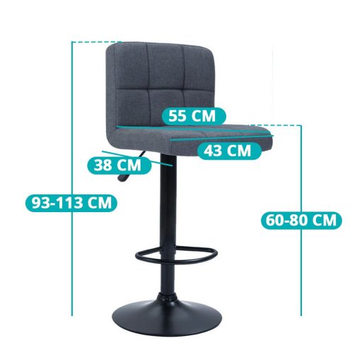 2 látkové barové židle ve více barvách, tmavě šedá