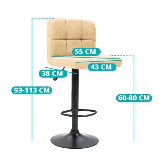 2 látkové barové židle ve více barvách, béžový