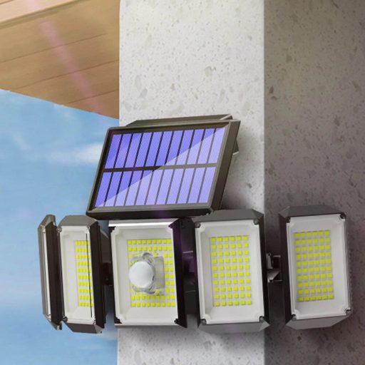 5 panelová otočná 300 LED solární lampa