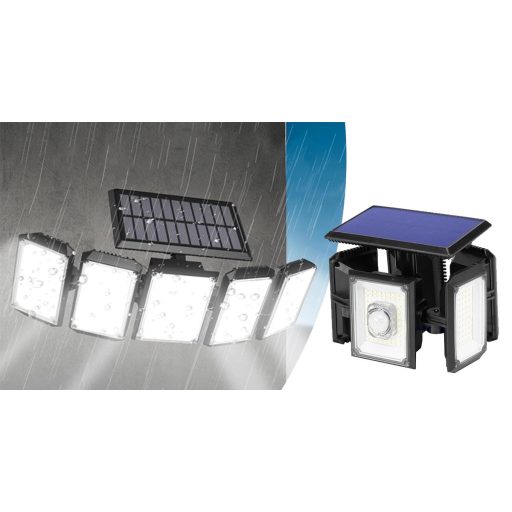 5 panelová otočná 300 LED solární lampa