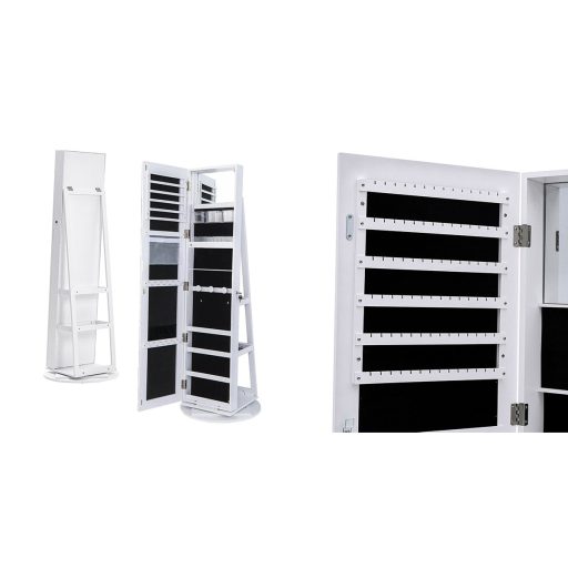 Otočný držák na šperky a tašky se zrcadlem po celé délce